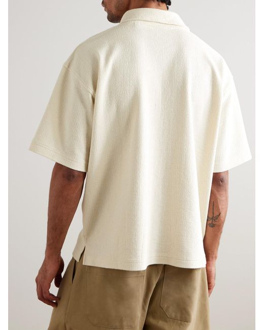 FRAME Natural Textured Cotton-Blend Polo Shirt for men