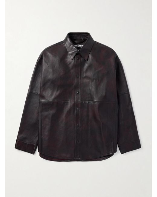 Acne Black Laraw Oversized Leather Shirt Jacket for men