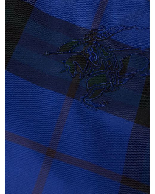 Burberry Trainingsjacke aus kariertem Twill mit Kapuze und Logoapplikation in Blue für Herren