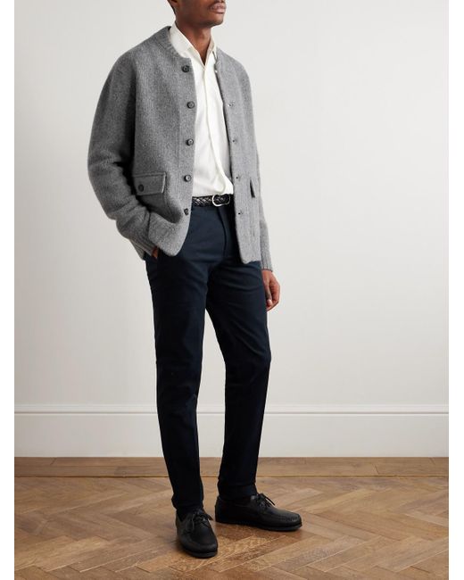 Slowear Gray Incotex Zanone Wool And Cashmere-Blend Cardigan for men