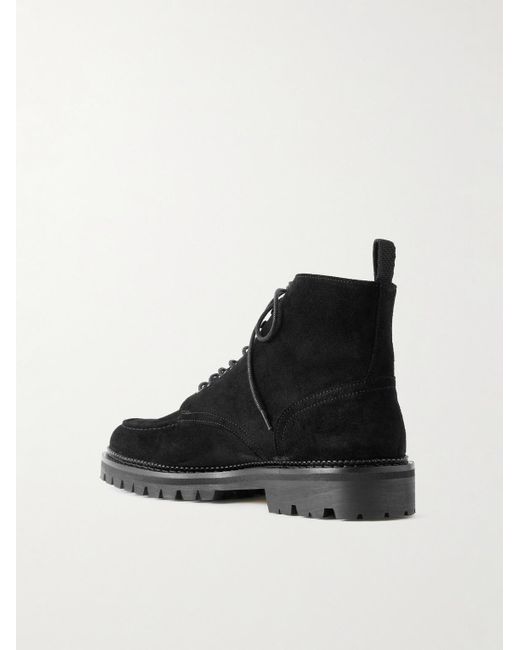 Mr P. Black Commander Shearling-Lined Suede Lace-Up Boots for men