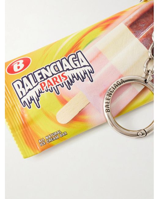 Balenciaga Metallic Keyring Snack Printed Leather Pouch for men