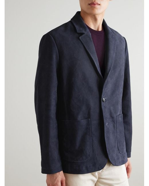 Mr P. Blue Suede Suit Jacket for men