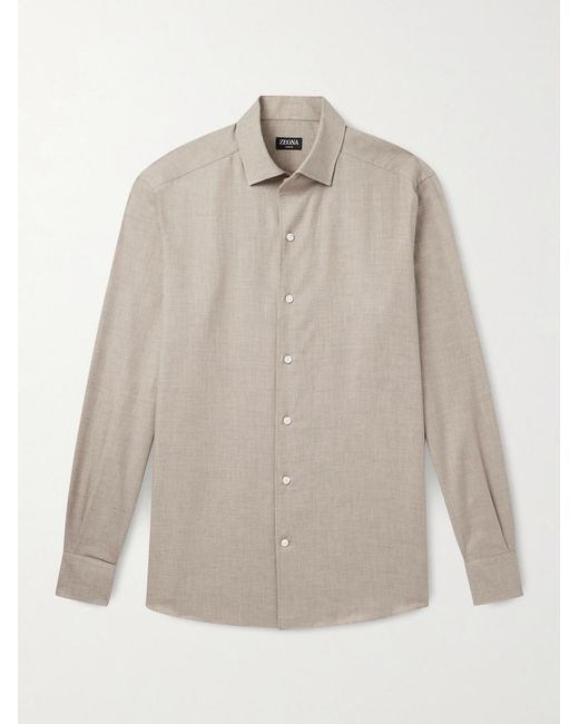 Zegna White Cotton And Cashmere-Blend Shirt for men
