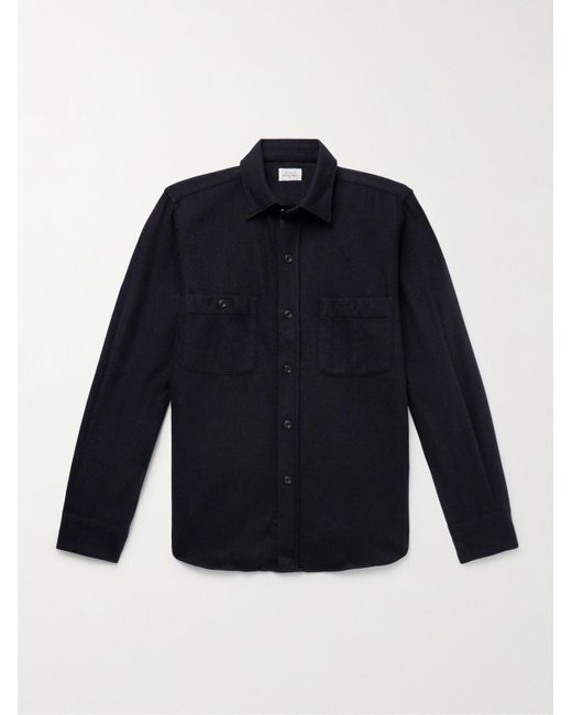 Hartford Blue Percey Wool-Blend Flannel Shirt for men