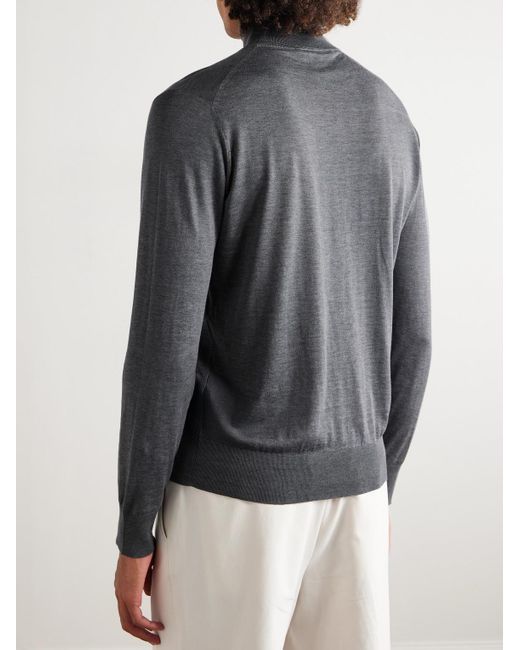 Brunello Cucinelli Gray Silk And Cotton-blend Rollneck Sweater for men