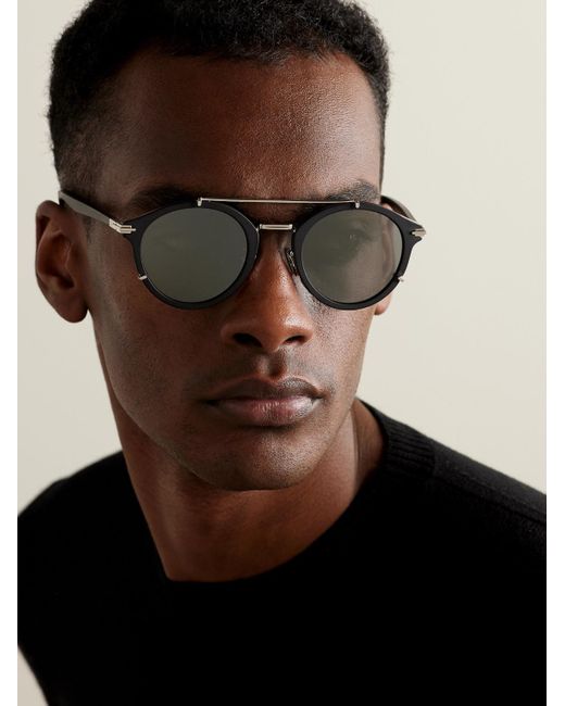 Dior Blacksuit R7u Acetate And Silver-tone Round-frame Sunglasses for men