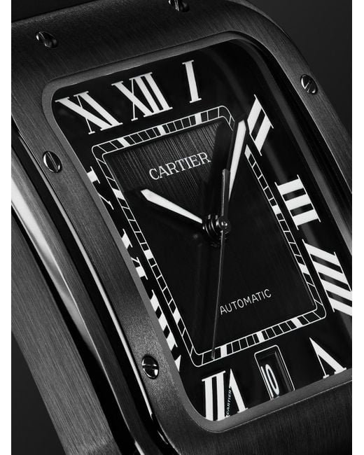 Cartier Black Santos De Automatic Steel Interchangeable Adlc-Coated Steel Watch, Ref. Wssa0039 for men