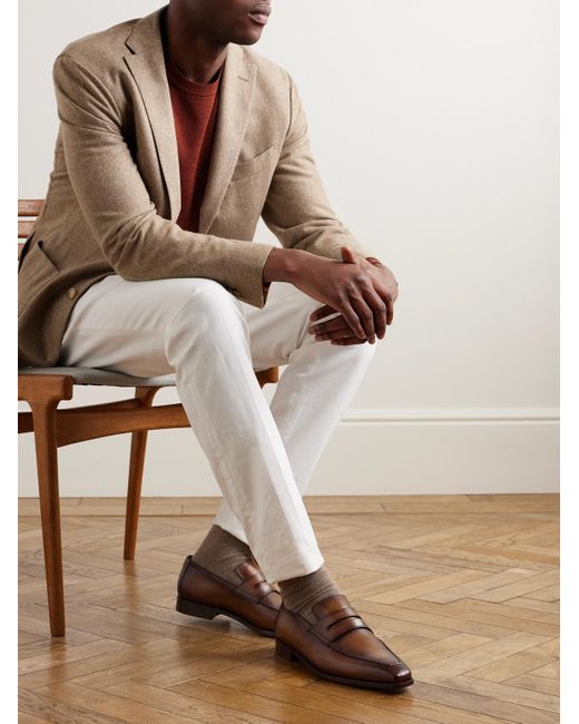 Berluti Brown Andy Leather Loafers for men
