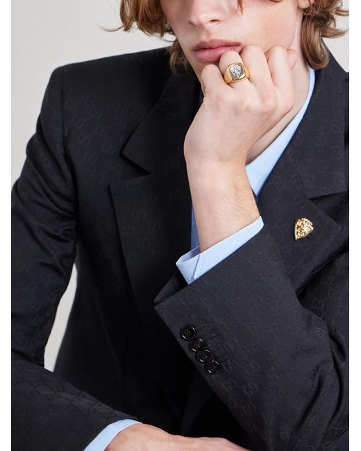 Gucci Metallic Crest- And-Tone Signet Ring for men