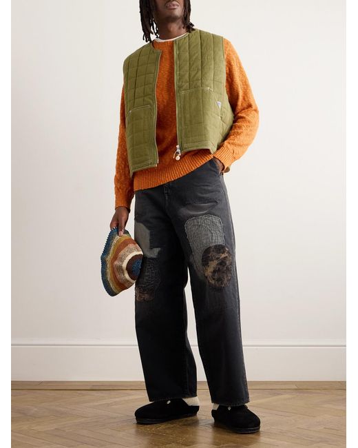 STORY mfg. Green Saturn Patchwork Organic Cotton Gilet for men