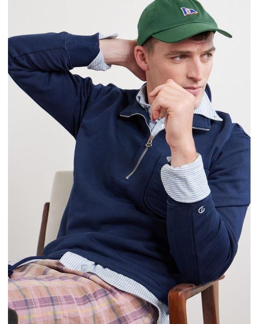 Drake's Green Embroidered Cotton-Twill Cap for men