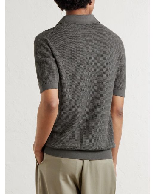 Zegna Green Slim-Fit Cotton-Piqué Polo Shirt for men