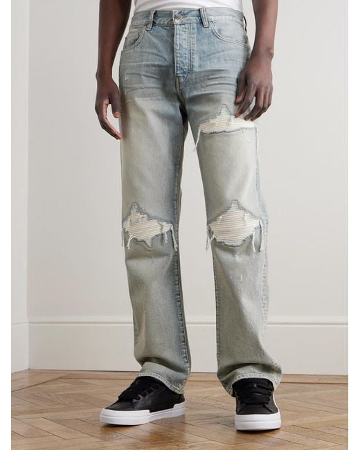 Amiri Blue Mx1 Skinny-Fit Panelled Distressed Jeans for men