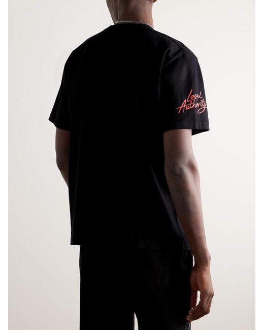 Local Authority Black Printed Cotton-jersey T-shirt for men