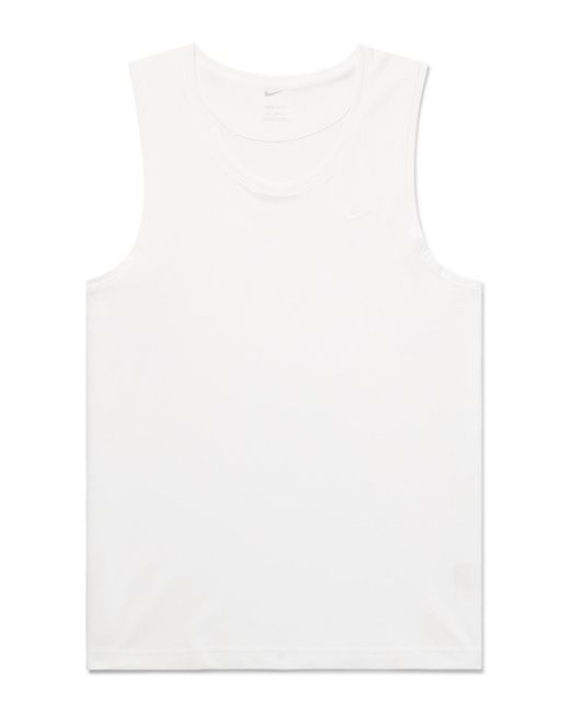 Nike White Primary Logo-embroidered Cotton-blend Dri-fit Tank Top for men