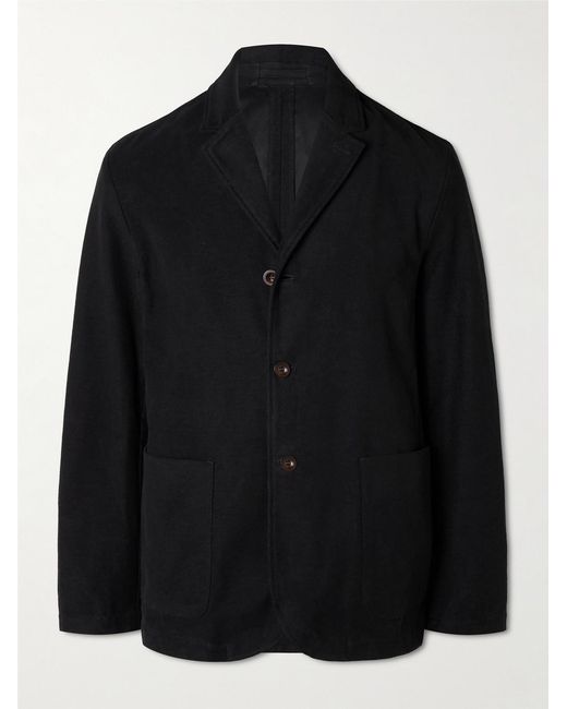 Mr P. Black Organic Cotton-Blend Moleskin Suit Jacket for men