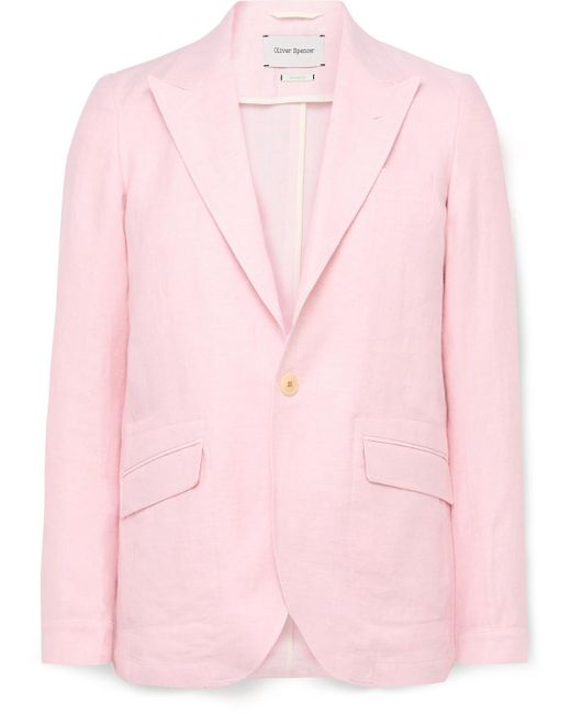 Oliver Spencer Pink Wyndhams Unstructured Linen Suit Jacket for men