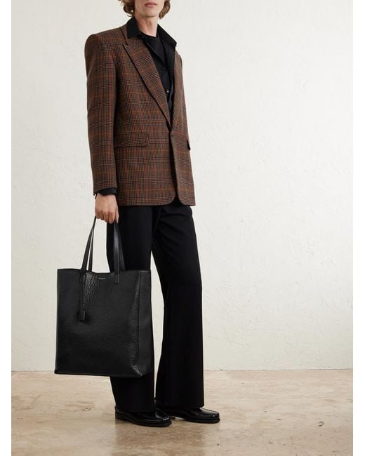 Saint Laurent Black Full-Grain Leather Tote Bag for men