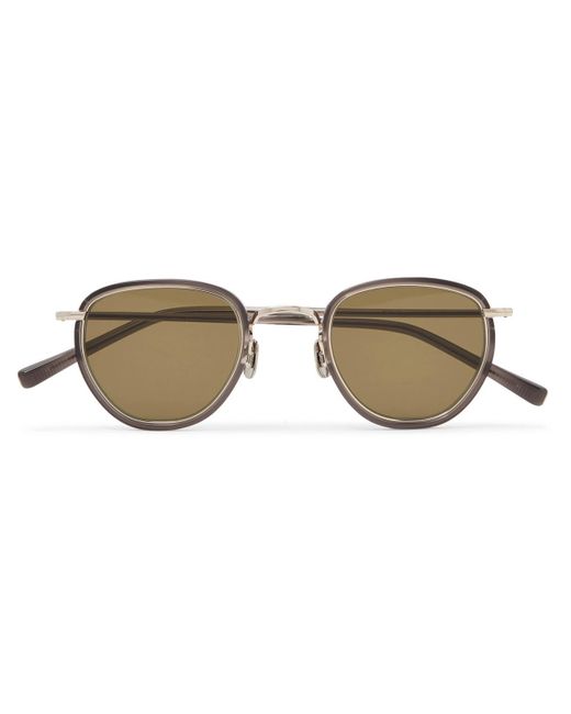 Eyevan 7285 Gray Round-frame Acetate And Gold-tone Sunglasses for men
