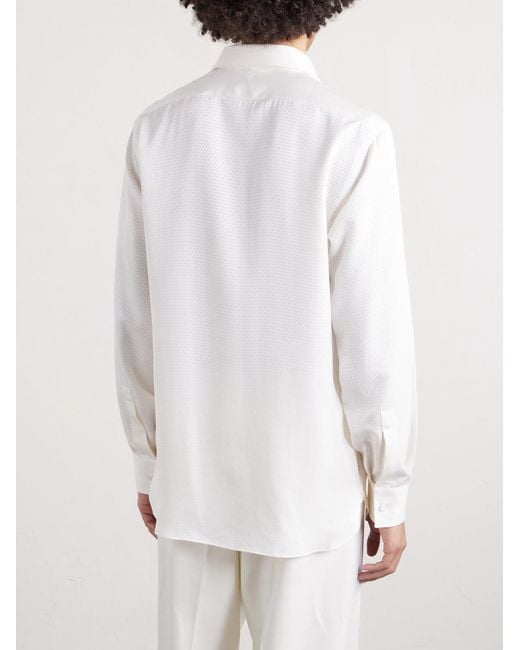 Tom Ford White Perforated Silk-twill Shirt for men