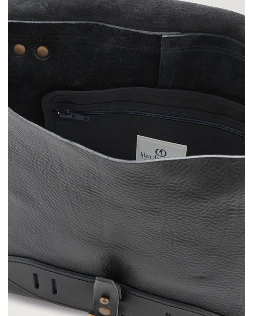 Bleu De Chauffe Black Lucien Full-Grain Leather Messenger Bag for men