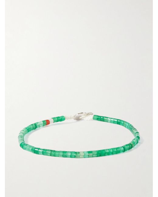 Miansai Green Zane Silver Agate Cord Beaded Bracelet for men