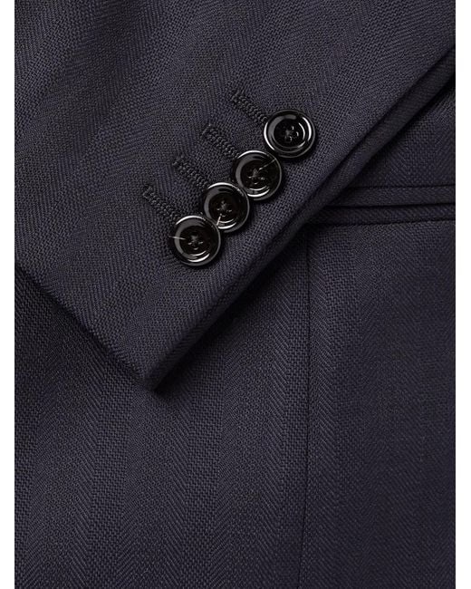Lardini Blue Double-Breasted Striped Wool Suit for men