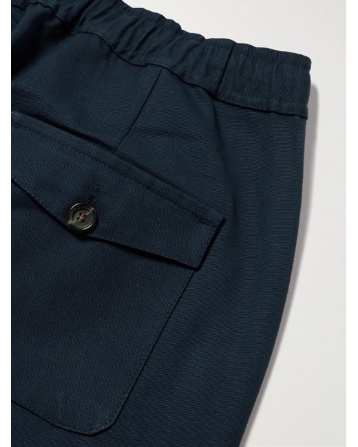 Pantaloni a gamba dritta in drill di cotone con coulisse di Oliver Spencer in Blue da Uomo
