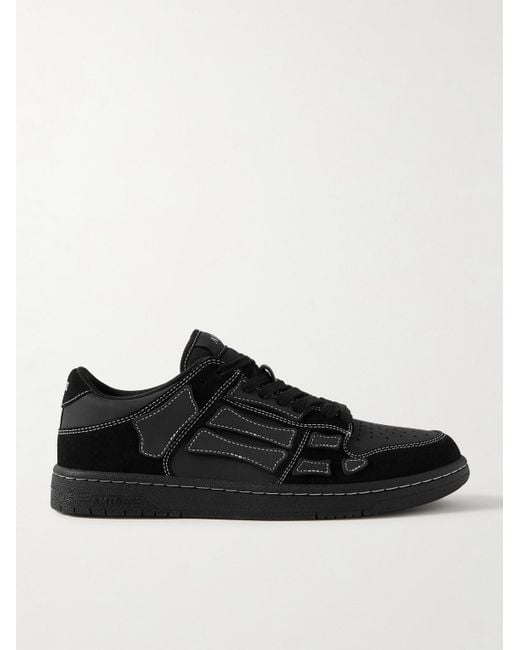 Amiri Black Skel-Top Suede And Leather Sneakers for men