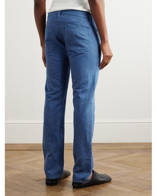 Gabriela Hearst Blue Slim-Fit Cotton And Linen-Blend Trousers for men