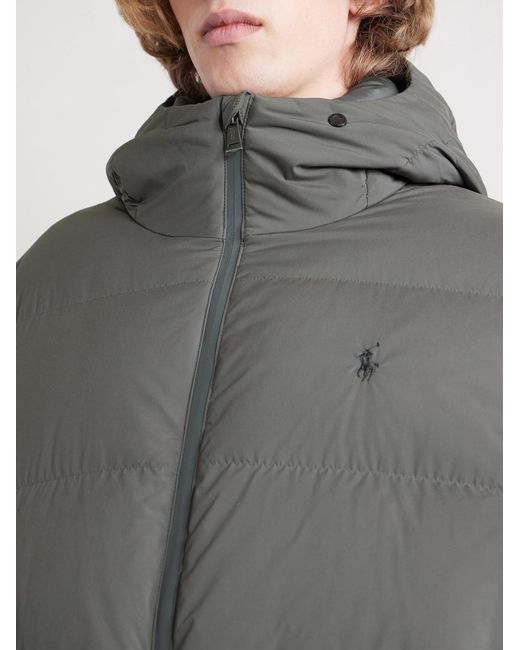 Polo Ralph Lauren Gray Parkview Logo-Embroidered Quilted Shell Hooded Down Jacket for men