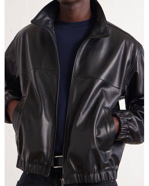 Saint Laurent Black Leather Blouson Jacket for men
