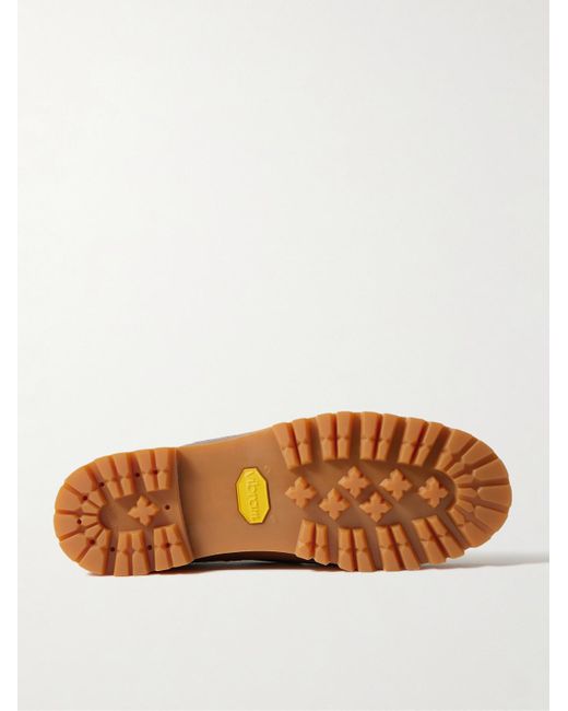 VINNY'S Brown Aztec Leather Boat Shoes for men