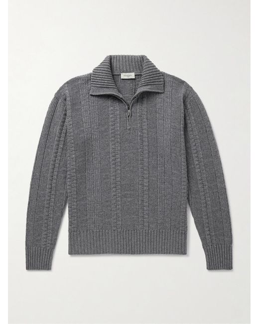 Piacenza 1733 Gray Textured Cashmere Half-zip Sweater for men