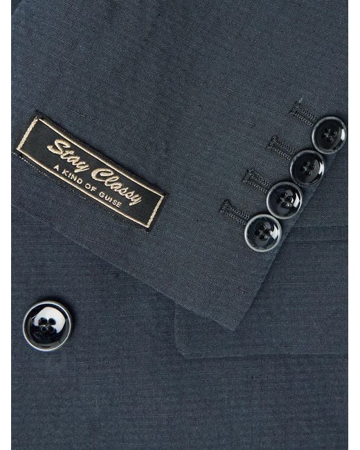 A Kind Of Guise Blue Double-Breasted Cotton And Linen-Blend Seersucker Blazer for men