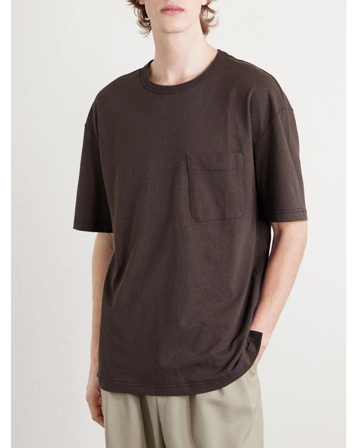 Lemaire Brown Cotton And Linen-Blend Jersey T-Shirt for men