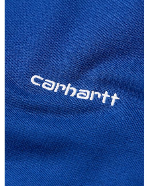 Carhartt Blue Script Logo-embroidered Cotton-blend Jersey Sweatshirt for men