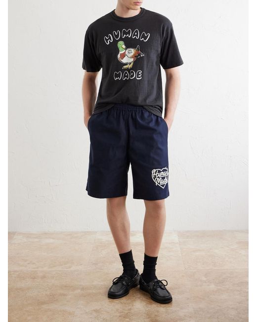 Human Made Blue Straight-leg Logo-print Cotton-twill Shorts for men