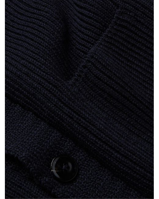 Tom Ford Blue Slim-Fit Ribbed Wool And Cashmere-Blend Cardigan for men