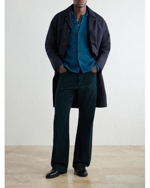Inis Meáin Blue Merino Wool And Linen-Blend Cardigan for men
