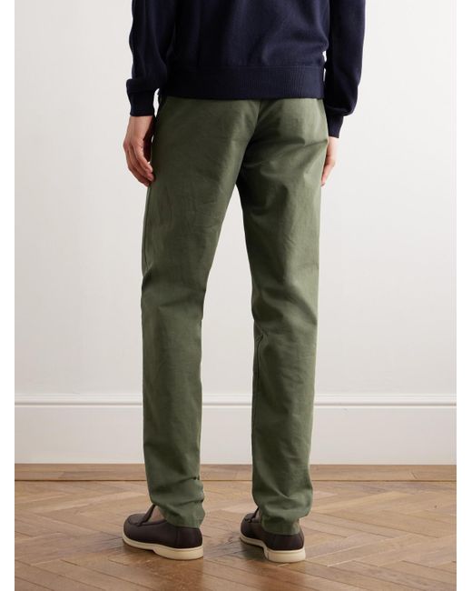 Loro Piana Green Slim-fit Stretch-cotton Trousers for men