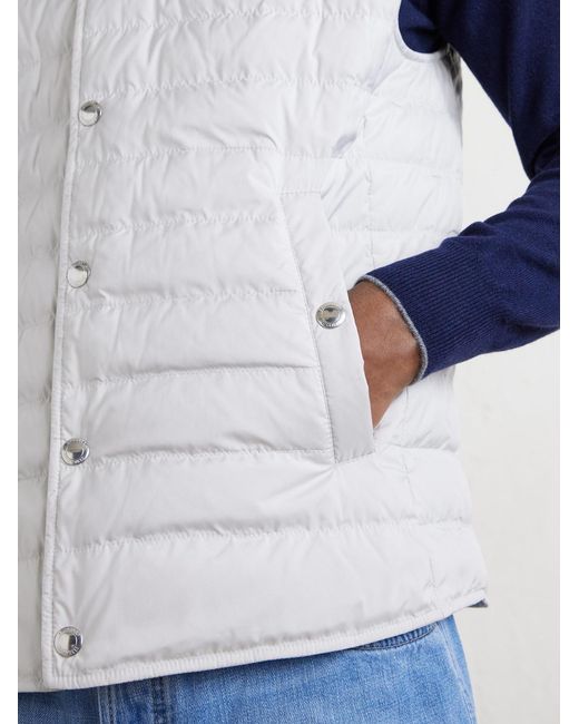 Brunello Cucinelli White Quilted Shell Down Gilet for men