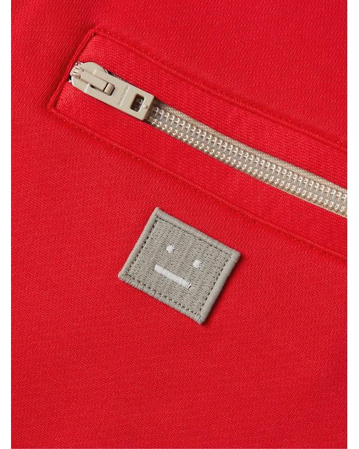 Acne Red Fremont Velvet-Trimmed Cotton-Blend Jersey Zip-Up Sweatshirt for men