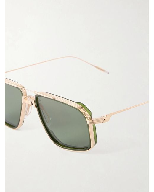 Jacques Marie Mage Green Jagger Aviator-style Gold-tone Titanium Sunglasses for men