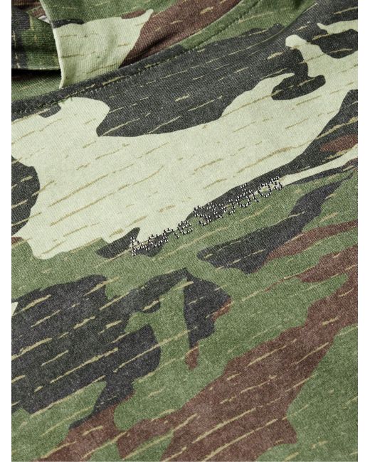 Acne Green Franklin Crystal-embellished Camouflage-print Cotton-jersey Hoodie for men