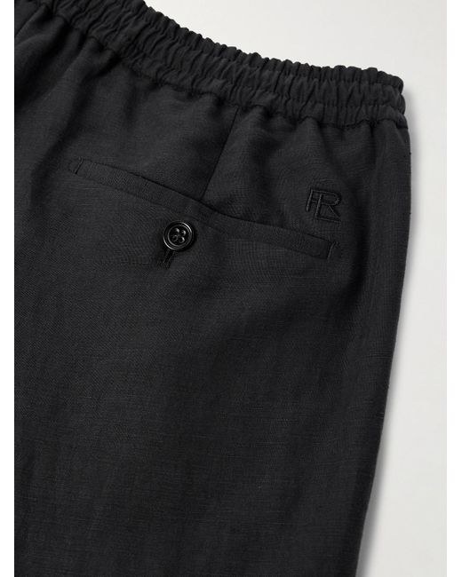 Ralph Lauren Black Dorest Straight-leg Pleated Silk And Linen-blend Drawstring Shorts for men