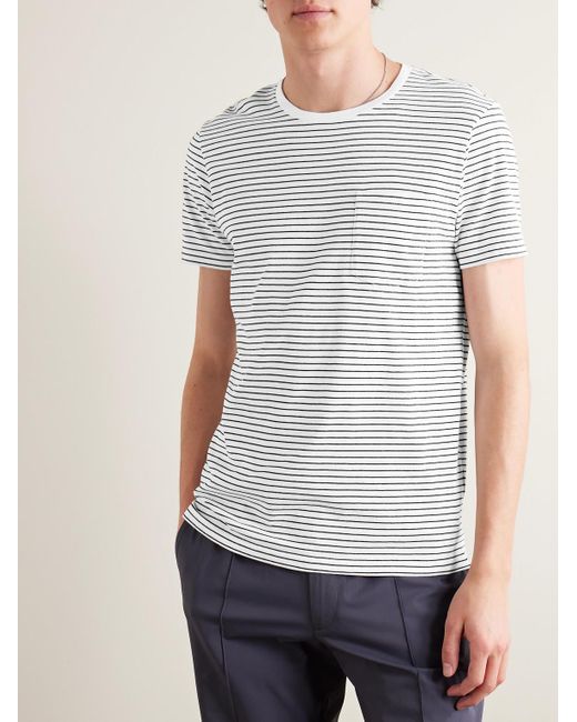 Club Monaco White Williams Striped Cotton-jersey T-shirt for men