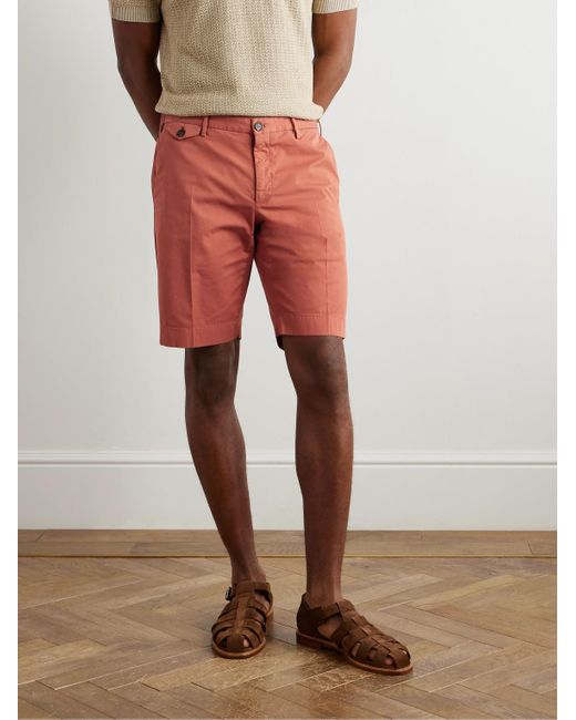 Incotex Orange Venezia 1951 Slim-Fit Straight-Leg Cotton-Blend Bermuda Shorts for men