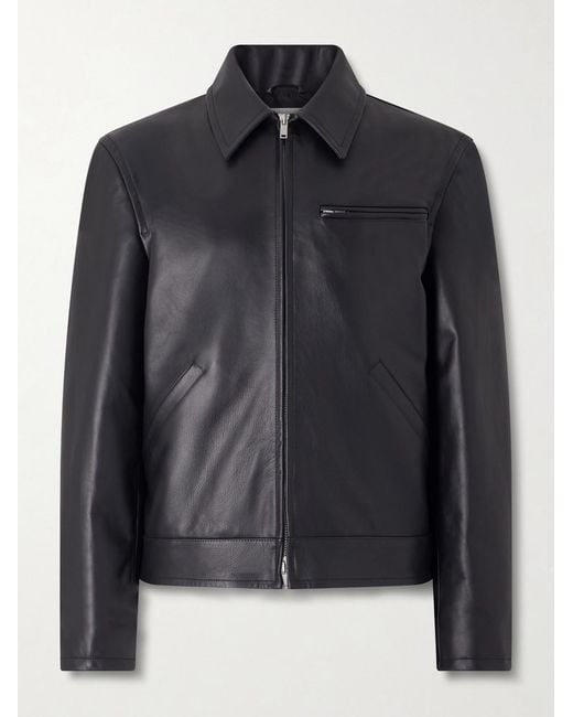 Jil Sander Black Leather Blouson Jacket for men